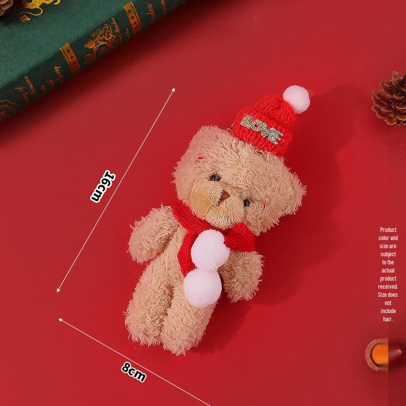 

Christmas Blush Bear Plush Keyring with Scarf - Cute One-Piece Bag Charm Toy Gift