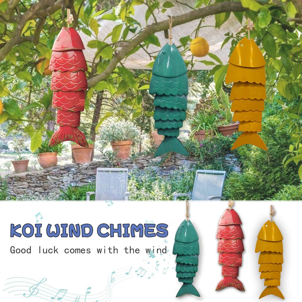 Colored Fish Wind Chime Hanging From Your Porch Or Deck Weather-Resistant And Artistic Wind Chimes Mobile Create Atmosphere