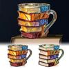 11oz Painted Book Mug Novelty 3d Painted Books Coffee Mug Unique Colorful Resin Books Stack Coffee Cup Collection Gifts