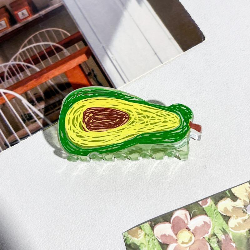 

Hairpin for Women Sweet Fruit Series Large Hairpin for Increasing Hair Volume Updo Shark Hairpin 6.5cm avocado