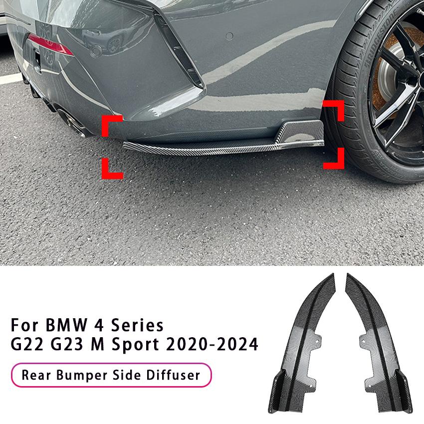 2Pcs For BMW 4 Series G22 G23 M Sport 2020-2024 Rear Bumper Lip Side Spoiler Corner Protector Diffuser Splitter Body Kit