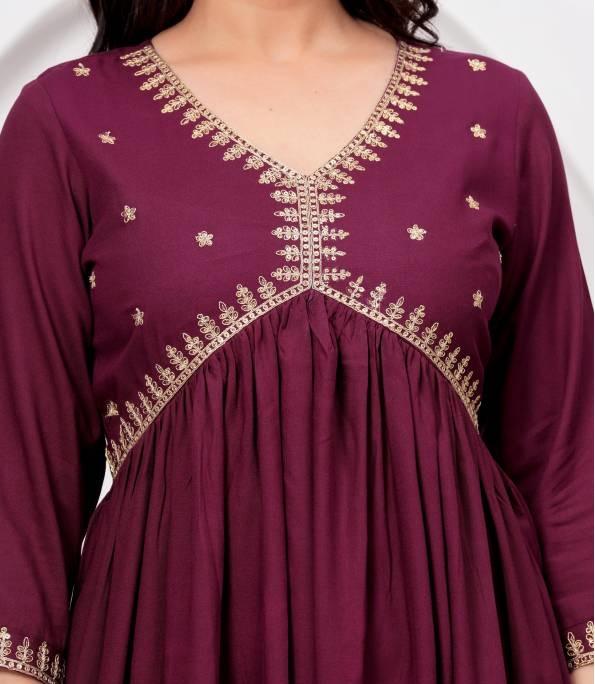 Indyjska pakistańska tunika z zdobionym wiskozy Anarkali Kurta damska na imprezę Etniczna kurti
