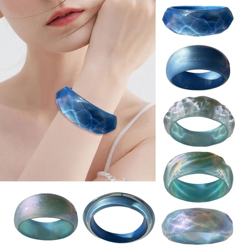 Resin Bangle Bracelets Wide Round Bangle Sparkling Jewelry Artistic Fashion Accessory Suitable for Fashion Women Present