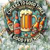 Vintage 8x8 Inch Metal Poster Cheers to Good Times Sign for Bar Wall Decor