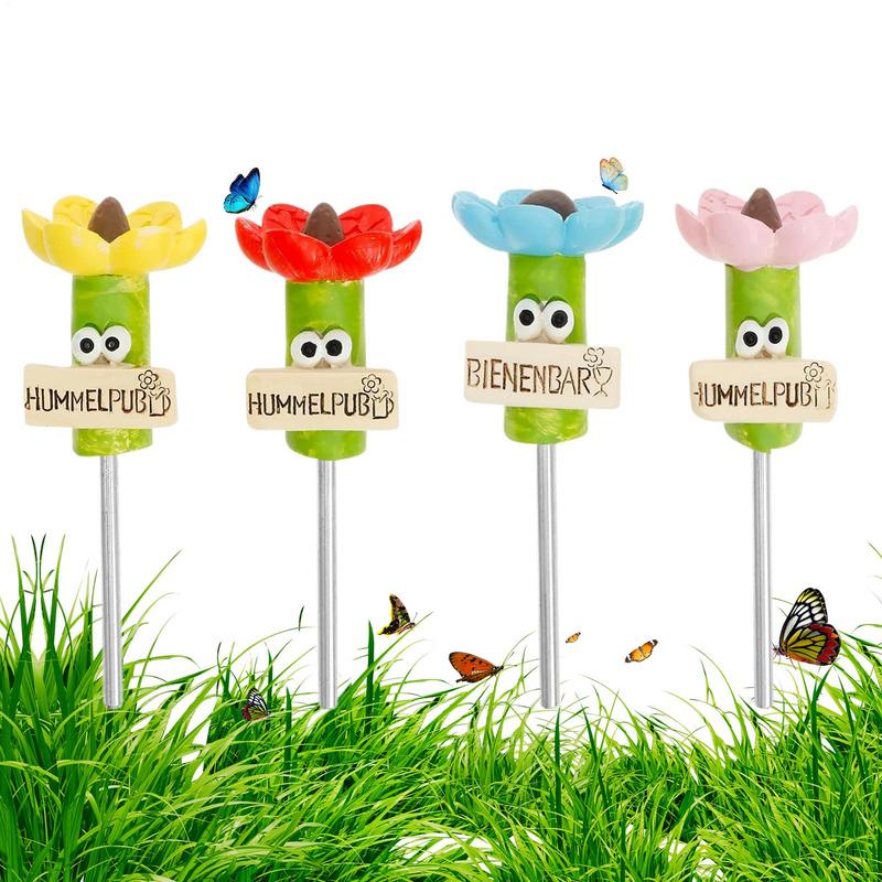

Bee Watering Station Bee Cups For Garden Metal Bee Water Feeder Flower-Shaped Sculpture Stakes Colorful Butterfly Bath Bowl China Mainland