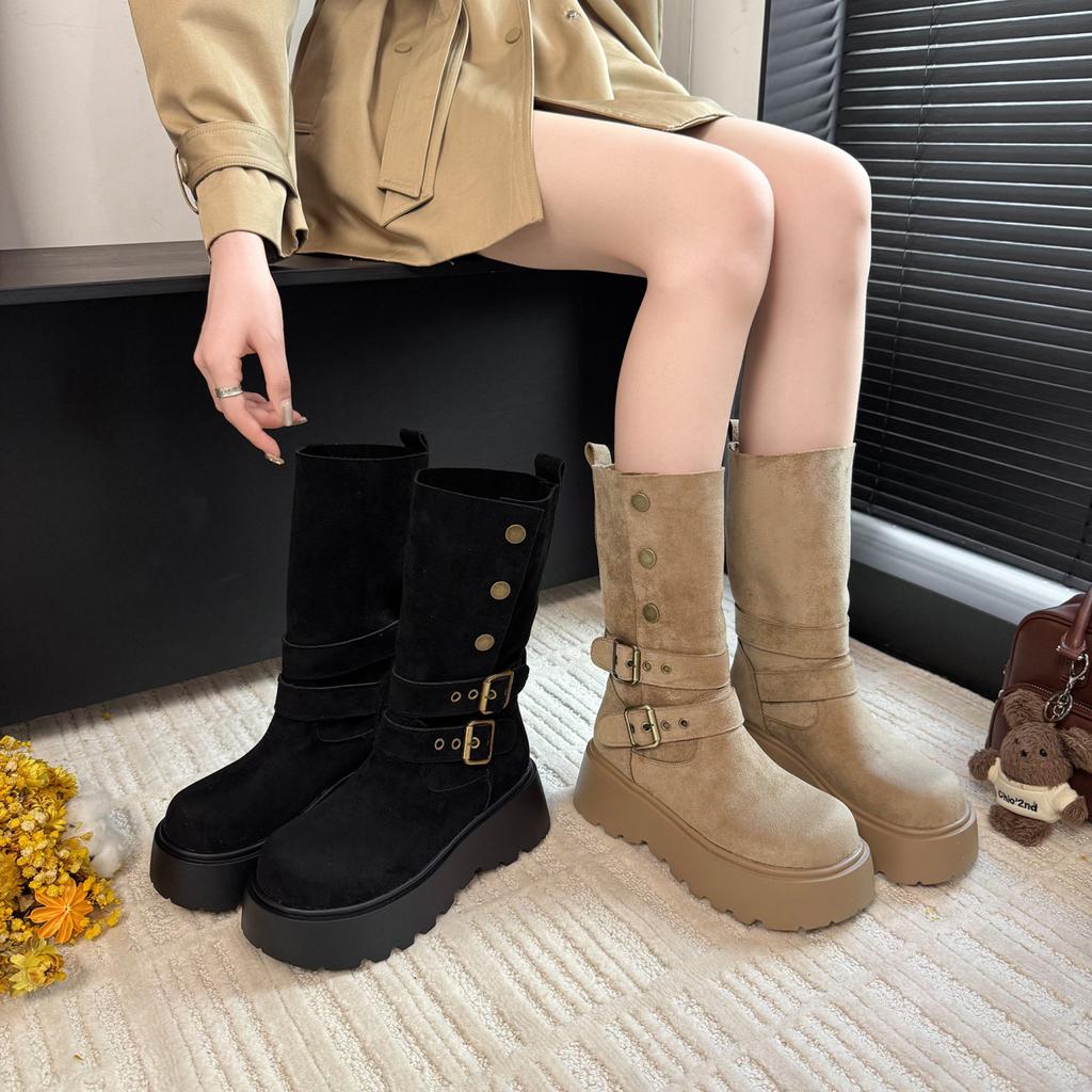 Maillard Platform British Style Martin Boots Women's 2025 New Autumn and Winter Explosion Increased Height and Thinness Western Short Boots