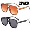 2PACK Vintage Double Bridge Black Sunglasses Women Oversized Square Frame Luxury Shades Sun Glasses Female Pilot Eyewear