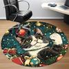 1pc Christmas Cat Decorations Carpet for Office Non Slip, Round Carpet, Soft & Comfortable, Carpet for Office, Lightweight Round Floor Mat
