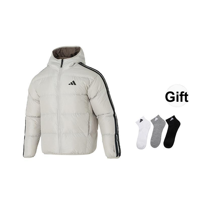 adidas Giacca imbottita con cappuccio reversibile a maniche lunghe con strisce a lettera da uomo Outerwear KC2492