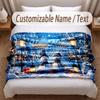 Winter Theme Soft Blanket Personalized Custom Name Text Print Warm Blanket Home Sofa Bedroom Decor