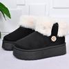 Fashion Black Faux Fur Warm Snow Boots for Women Round Toe Platform Snow Boots Woman Winter Pearls Decoration Ankle Booties Mujer