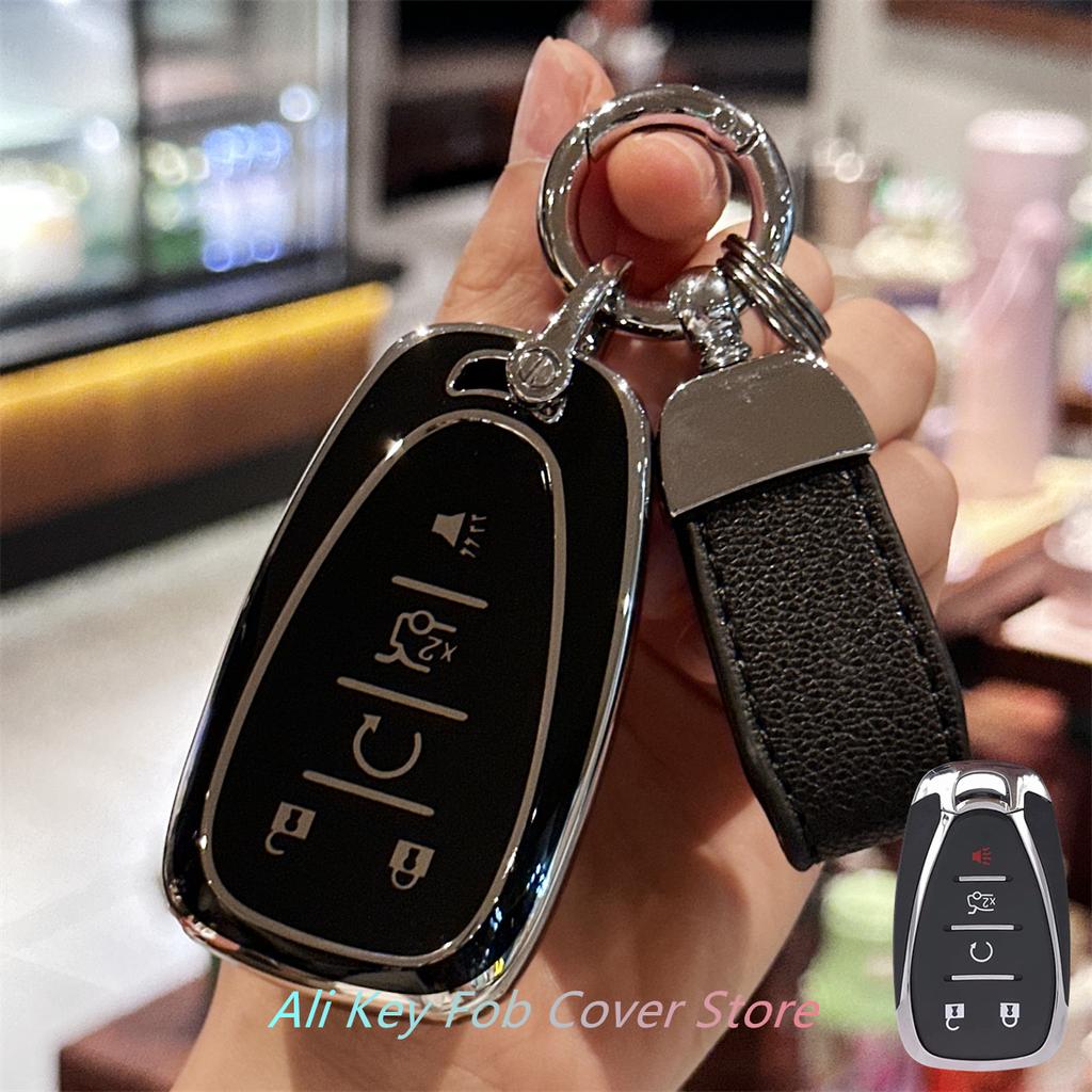 Key Fob Cover with Keychain Lanyard for Chevy Malibu Camaro Blazer Cruze Sonic Volt Equinox Spark Remote Key Vehicle Accessories