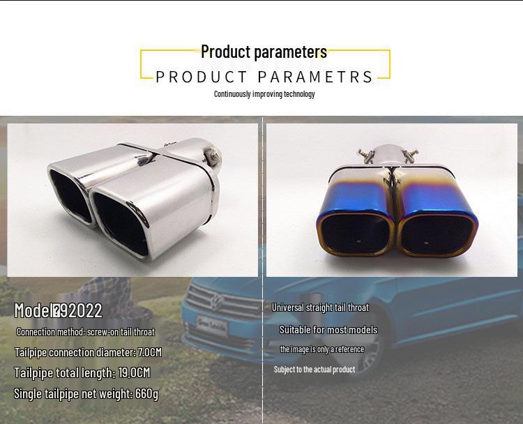 Compatible Tailpipe for X-Trail/Koleos: Square Dual Outlet Stainless Steel Exhaust