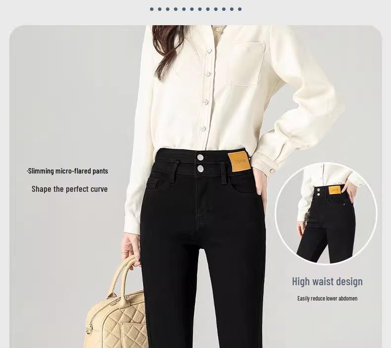Petite Women's High-Waist Black Micro-Flare Jeans - Spring/Summer 2025 Collection