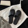 Leather Niche Row Style One-word Slippers Women's Outer Wear Summer New Comfortable Flat Bottom Soft Bottom Beach Half Tray Sandals