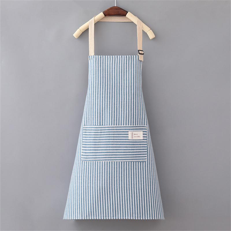 Kitchen Cooking Apron Cotton Linen Stripe Printed Anti-oil Sleeveless Aprons For Men Women Cooking Baking Waist Apron Household