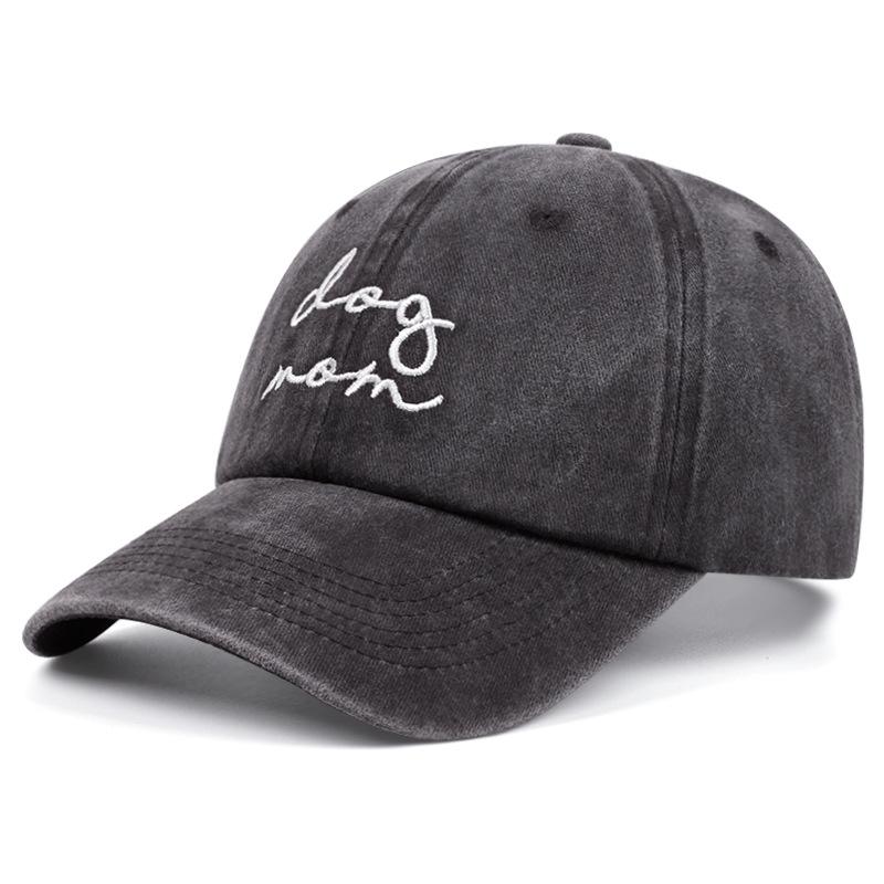 Valentine s Day Baseball Cap Embroidered Couple Hat Retro Distressed Washed Peaked Cap for Women чёрный