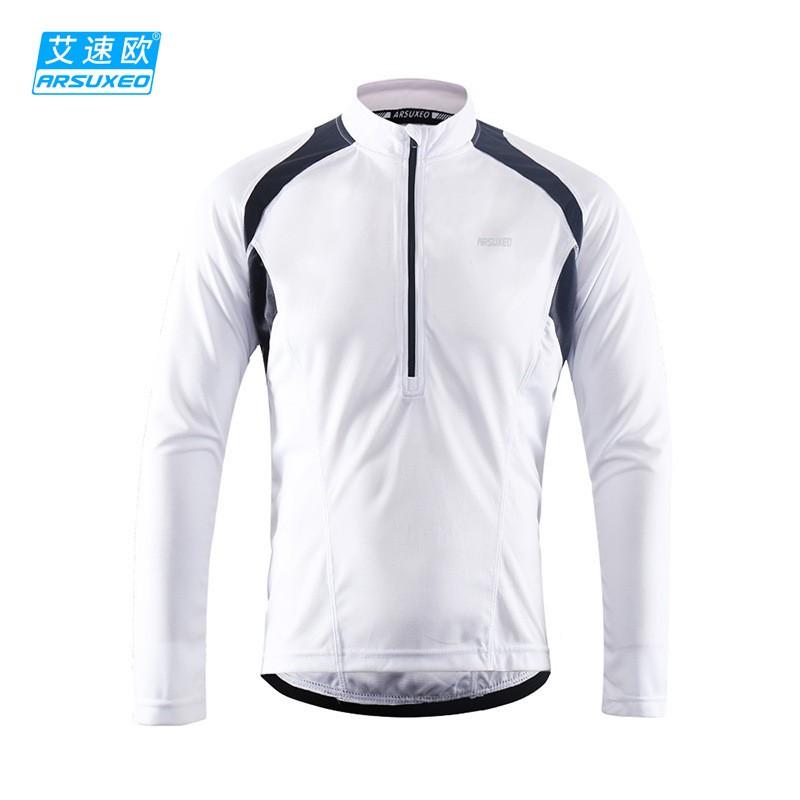 Men Women Quick Dry Cycling Jersey Long Sleeve Mountain Bike Top Breathable Half Zip Sportswear