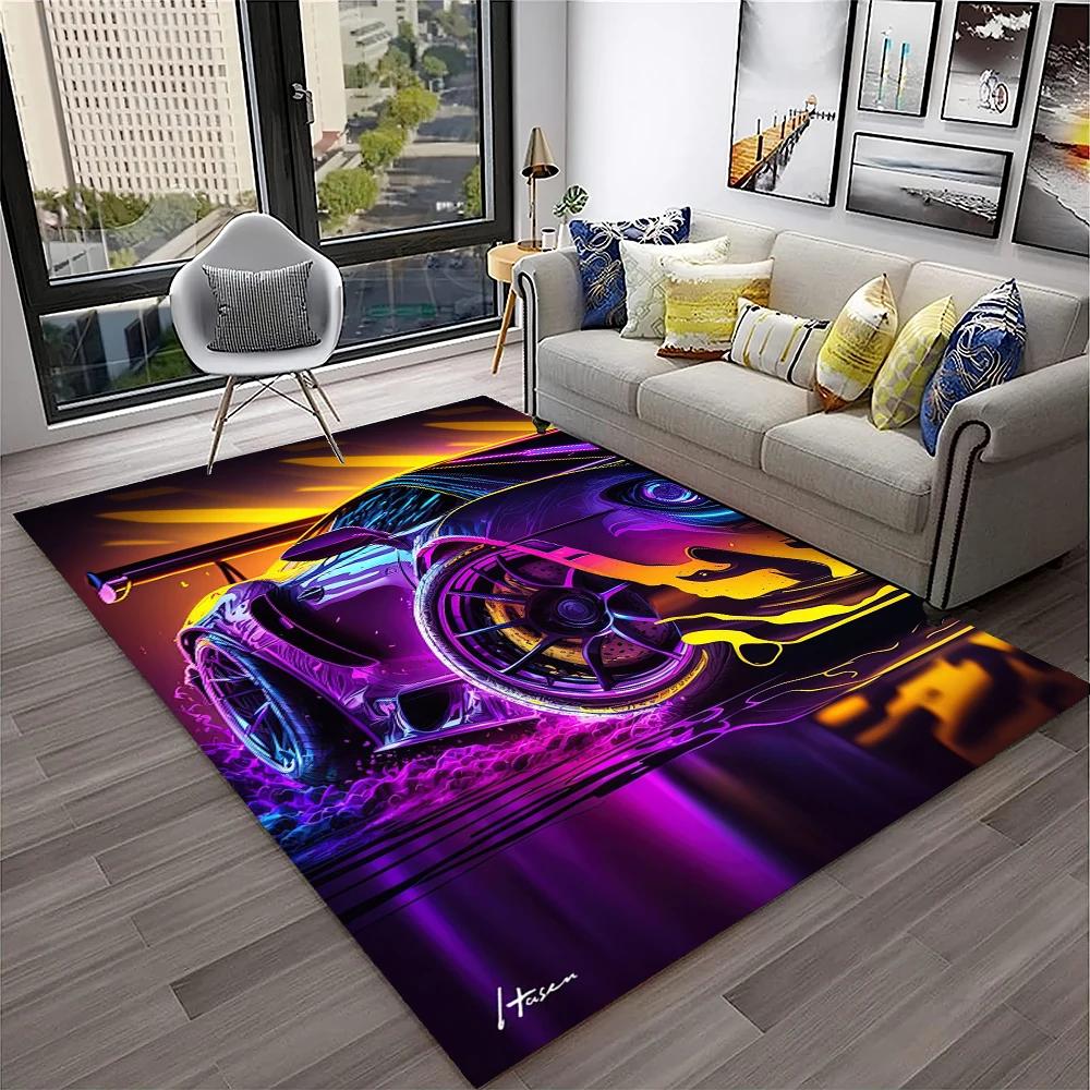 Racing Car Sports Car Carpet Rug for Home Living Room Bedroom Playroom Sofa Doormat Decor,Kids Game Area Rug Non Slip Floor Mat