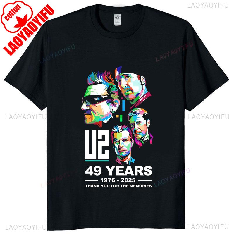 Maglietta Grafica Anniversario U2 Band 49 Unisex 19762026 Vintage Rock Tribute Firma Maglietta Casual Street Style Abbigliamento Musicale