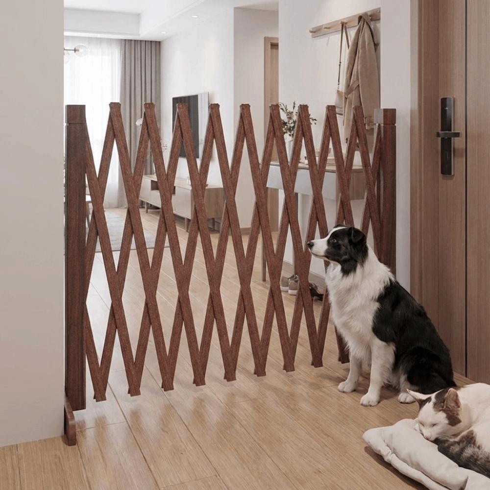 Wooden Pet Mesh Isolation Net Folding Dog Safety Enclosure Retractable Pet Gate  Porch