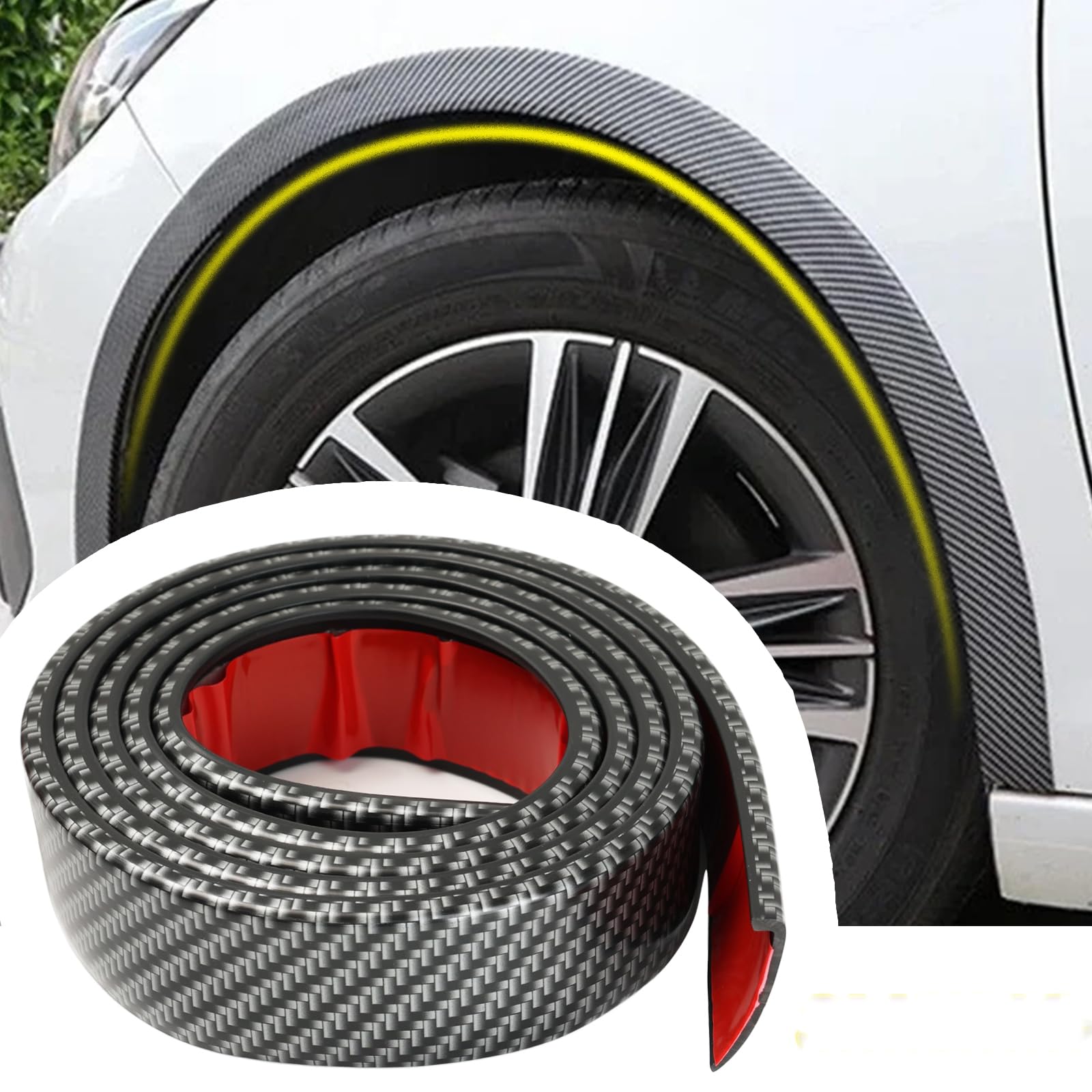 XUKEY Car Fender Molding Over Fender Arch Molding Mud Guard 3m (3.5*0.7cm) carbon pattern