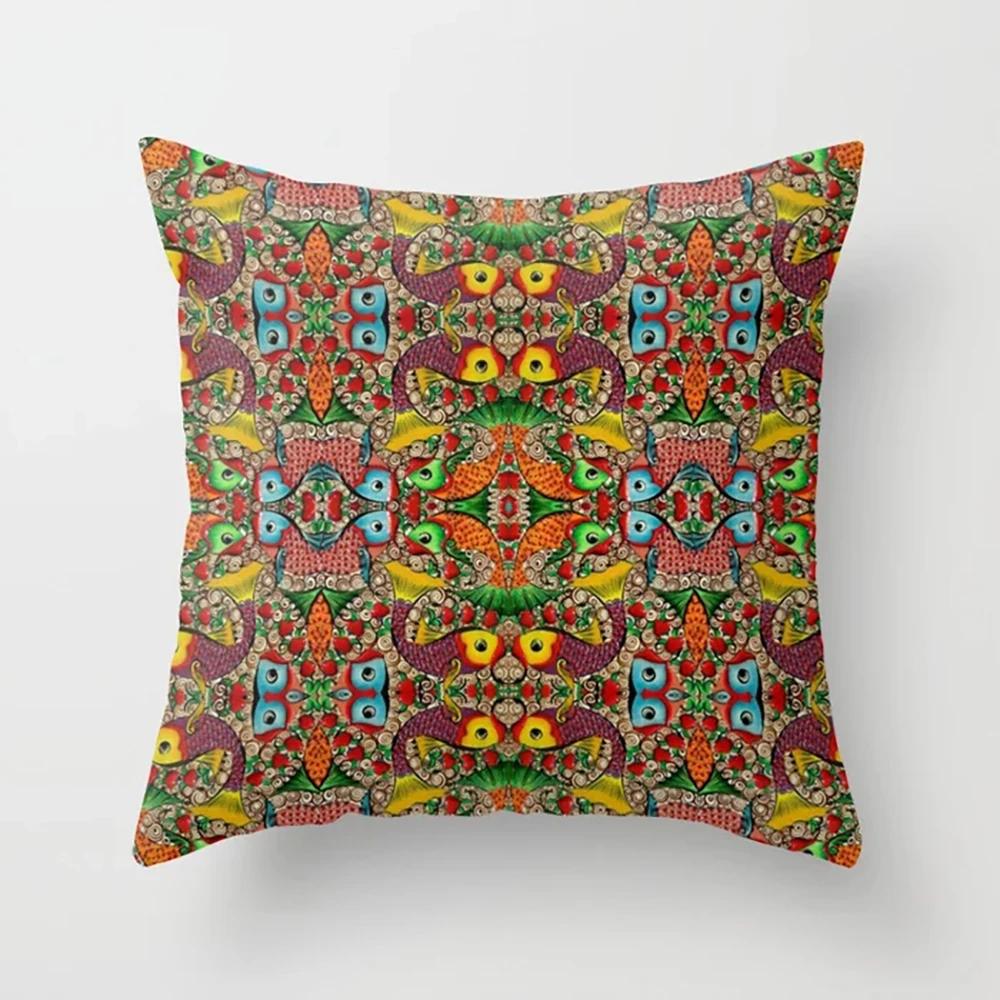 Home Decor Pillowcase Boho Psychedelic Texture Polyester Print  for Bedroom Living Room 45x45cm Funda De Almohada