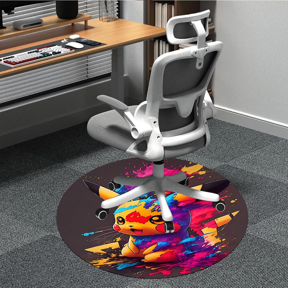 

1pc Pikachu Office Round Area Rug, Under Office Chairs Bedroom Living Room Home Decor, Room Decoa1022227 80cm by 80cm