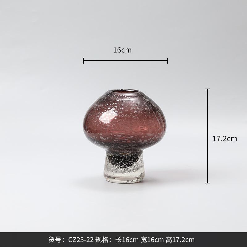 Stained Glass Vase Sparkling Glass Bottle Geometric Mushroom Shape Flower Vase Terrarium Home Decoration Accessories