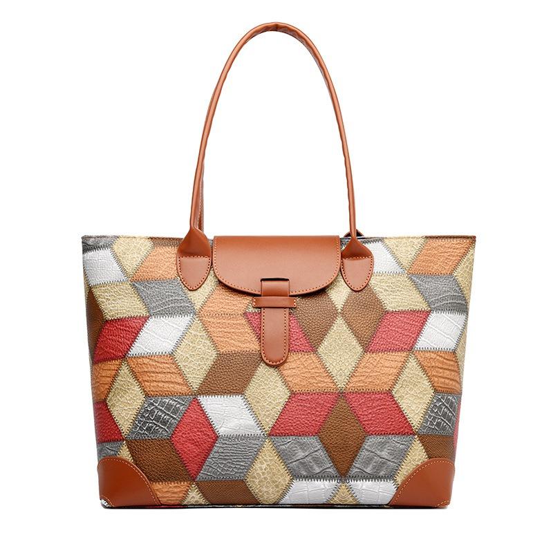 Persönlichkeitstrend Mode Kontrastfarben beliebtes Spleißen neue Schulterhandtasche mit großem Fassungsvermögen