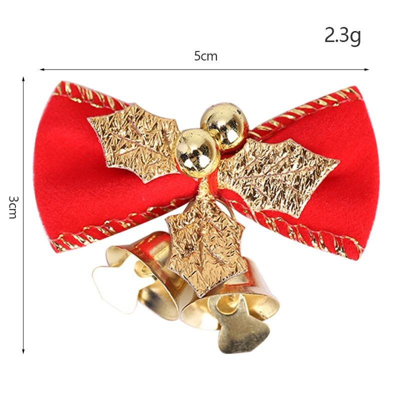 5Pcs Christmas Decor Bow Red Gold Mini Xmas Tree Hanging Bowknot for Navidad New Year Party Home Decoration DIY Wedding Decor