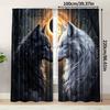 2pcs Thermal Insulating Blackout Curtains - Wolf Design Window Drapes with Dark Background, Light Blocking & Energy Efficient Wi