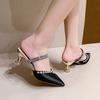 Fashion Baotou Sandals High Heels Women's Pointed Toe Stiletto Rhinestone Single Shoes 2025 Spring and Autumn New