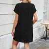 Women's Fashion Solid Color Round Neck Loose Short Sleeve Casual Dresses