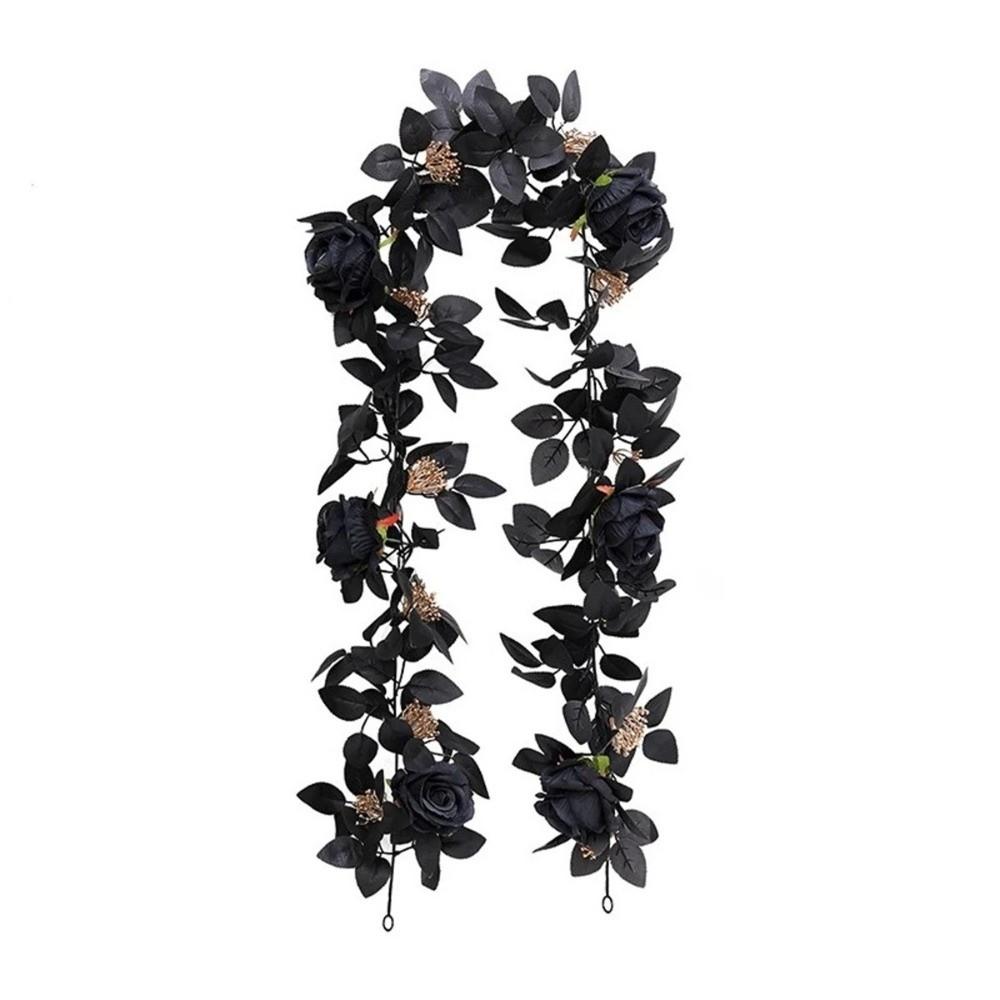 Environmental PPC Artificial Flowers Long Strip Different Sizes Simulated Rattan Black Rose Leaves Artificial Hanging Vines