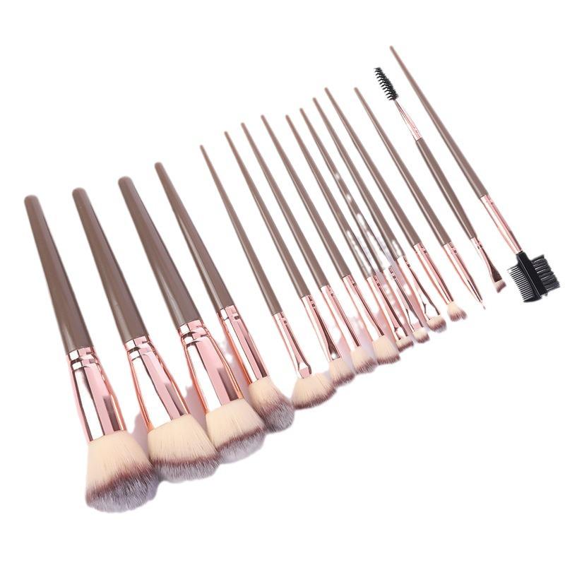 15-Piece Soft Bristle Makeup Brush Set: Powder, Blush, Foundation, Eyeshadow, Concealer, Eyebrow, Portable Kit