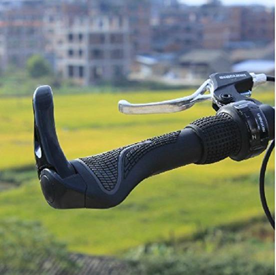 Ergonomisch gestaltete Fahrrad-MTB-Lenkergriffe mit breiten Griffenden zur Reduzierung der Belastung der Handfläche und verstellbarem Winkel, Typ lange Hörnchen