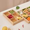 Hot selling Rectangular 6-compartment food tray & square 9 grid wood tableware snack plate sauce platter hot pot restaurant tray