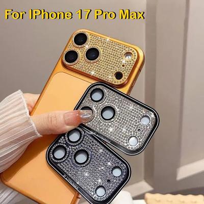 Adesivo Lussuoso Scintillante Fatto a Mano Strass Protezione Fotocamera Posteriore per iPhone 17 Pro Max Air Metallo Lente 9H Pellicola HD Antigraffio