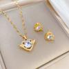 Love Wing Necklace Earrings Set Light Luxury Slightly Inlaid Personalized Temperament Banquet Earrings Item Combination