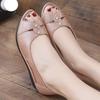 Dames Zomer Nieuwe Platte Zool Holle Open Neus Sandalen Zachte Zool Antislip Ondiepe Slip-On Lichtgewicht Middelbare Leeftijd Casual Sandalen