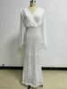 "2025 Elegant V-Neck Chiffon Sequin Spliced Evening Gown"
