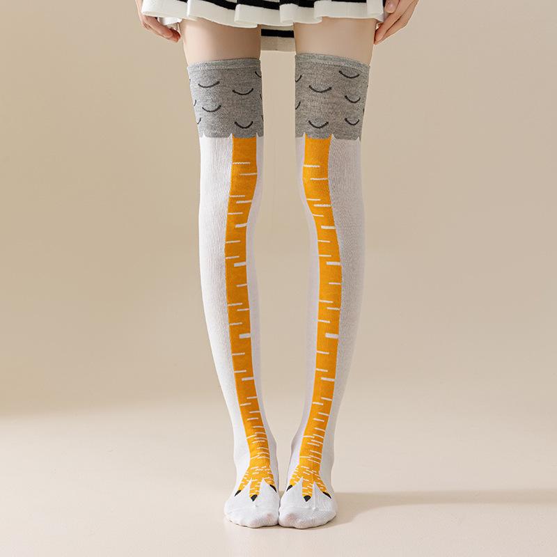 Girls' Funny Chicken Feet Over-the-Knee Socks for Trendy Home Fitness