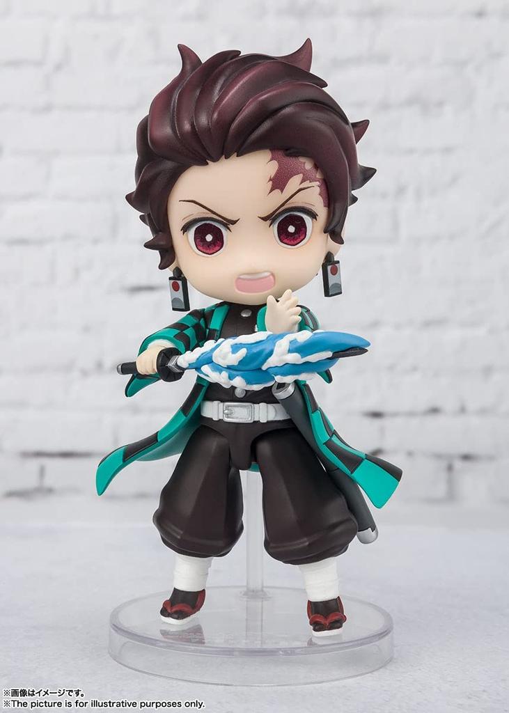 TAMASHII NATIONS Figuarts Mini Demon Slayer: Kimetsu No Yaiba Tanjiro Kamado Water Breathing, Approximately 90mm, PVC & ABS Painted Action Figure