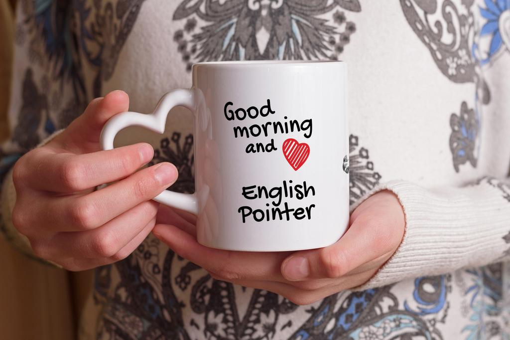 English Pointer I - cup with a dog, adorable cup with a heart-shaped handle, universal gift from the Art-Dog brand