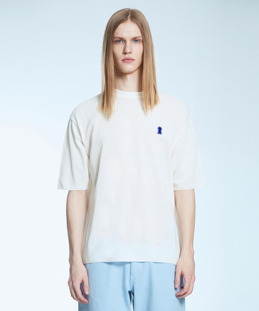 Sekeonmonollogeu Keyhole Round Short Sleeve Summer Knit Ivory Sekt006Ivory