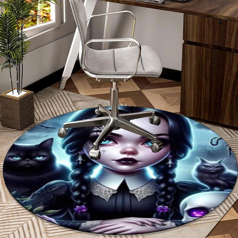 Gothic Fashion And Mystery round carpet Chair cushion Round Entryway Rug, Soft Round Rugs for Living Room, Bedroom, Circle Carpet decor gifts