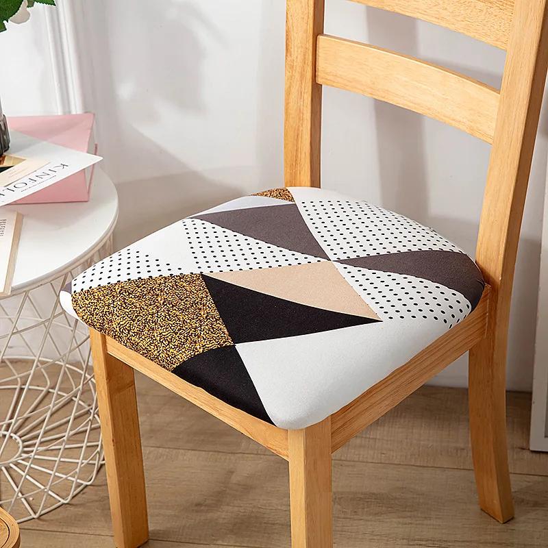 Stretch Printed Chair Seat Cushion Covers For Dining Room Chair Cover For Wedding Banquet Seat Chair Slipcover Home Decor