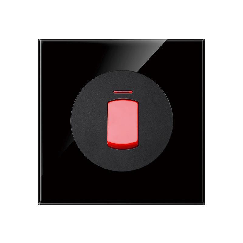 2022 New Black Glass Panel USB Wall Socket EU, Push Wall Switch with LED Indicator Light, UK 13A Wall Socket Switches
