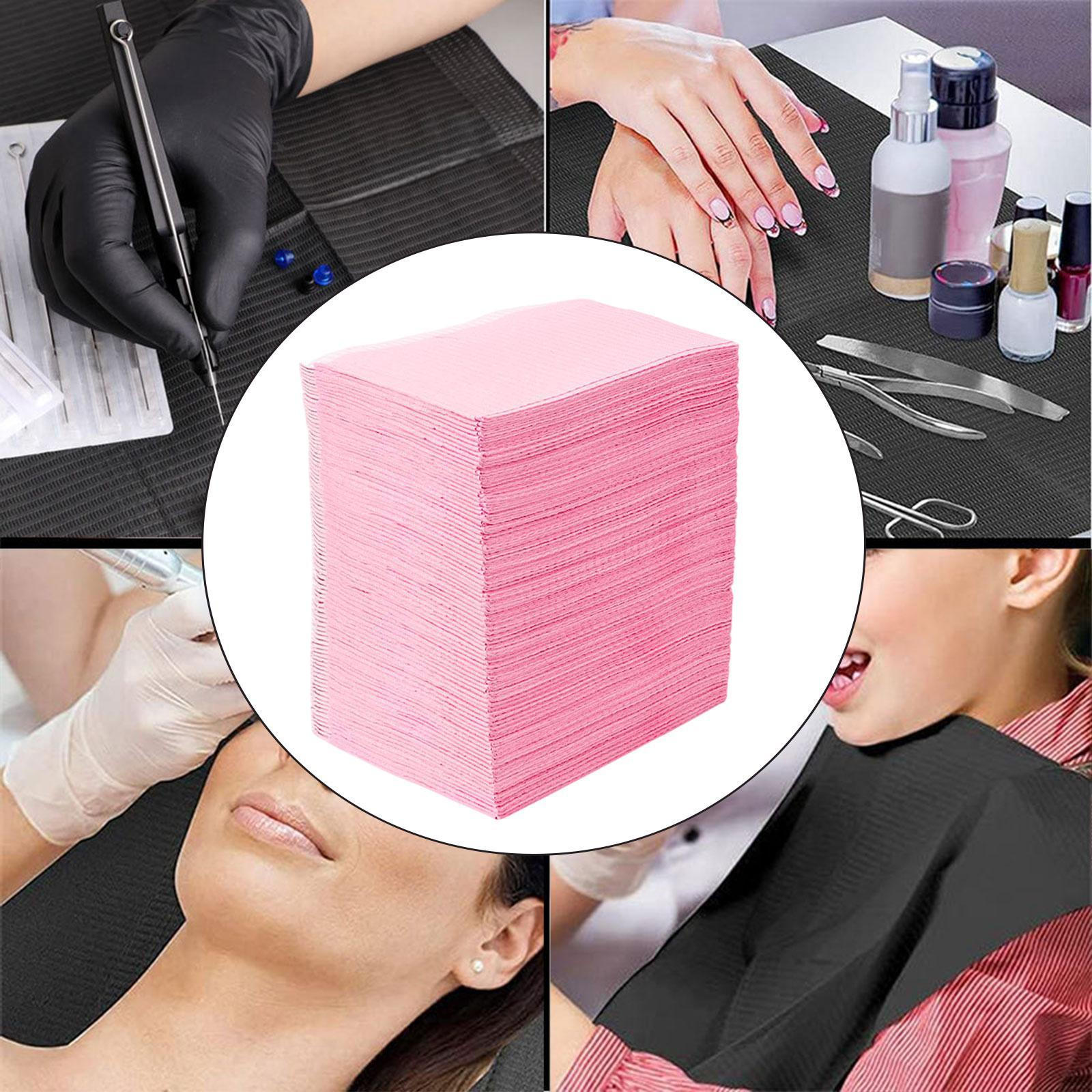 

125x одноразовых нагрудников для татуировок, чехлов для столов для наращивания ресниц розовый